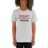 Progress Over Perfection Short-Sleeve Unisex T-Shirt (White/Grey)
