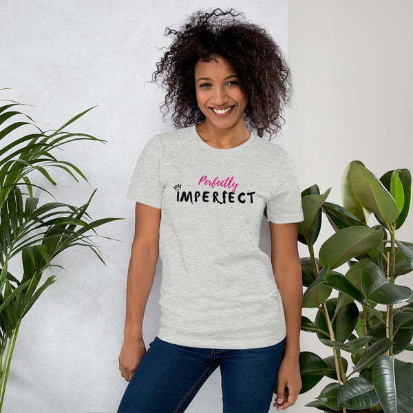 Perfectly Imperfect Short-Sleeve Unisex T-Shirt (White/Grey)